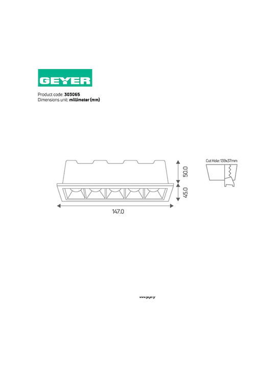 Geyer Metallisch Einbau Spot mit integriertem LED und Warmweißes Licht Weiß 1Stück