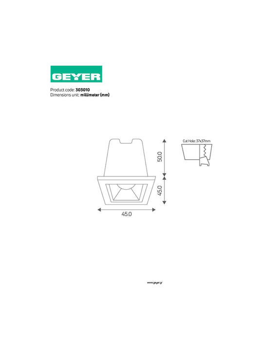 Geyer Metallisch Einbau Spot mit integriertem LED und Natürliches Weißes Licht Weiß 1Stück