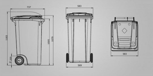 Material Systems Пластмасов Контейнер За отпадъци Ролкови 80лт Зеленс