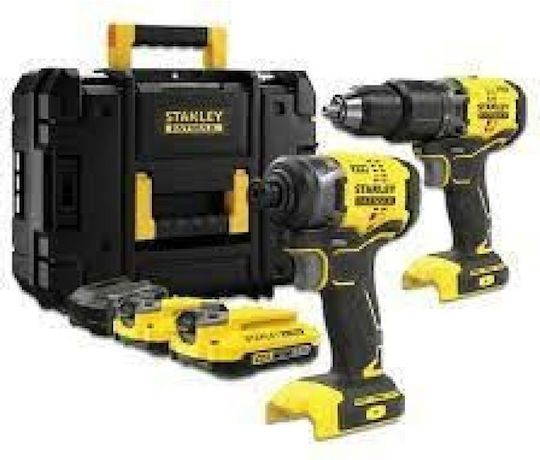 Stanley SFMCK461D2S Комплект Отвертка и Ударна Бормашина Безчеткови 18V с 2 Батерии 2Ah и Калъф с Зарядно Устройство