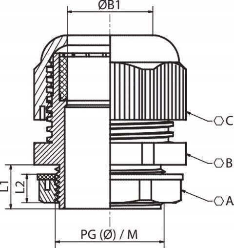 Polyamide Cartridge Pg21 Ip68 Grey Dk Pg-21-s 50pcs
