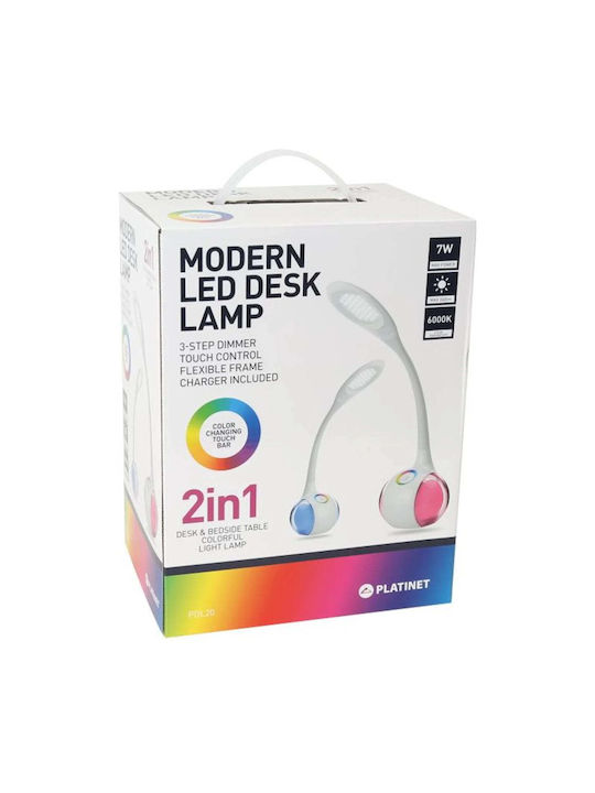 Platinet LED Office Lamp with Flexible Arm in White Color