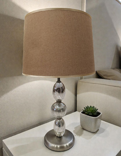 Karvounis Glass Table Lamp for Socket E27 with Brown Shade and Gold Base