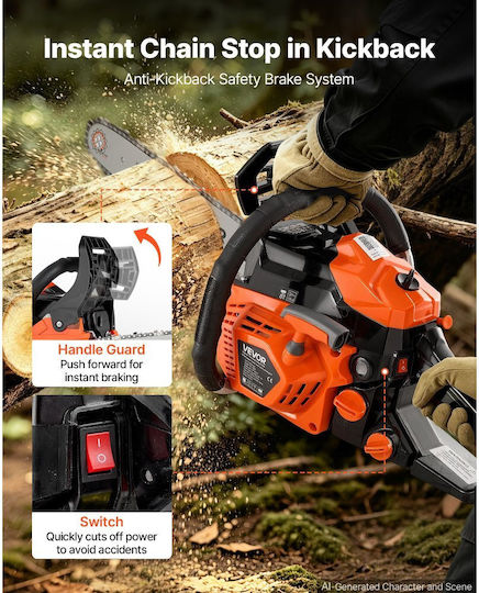 Vevor Gasoline Chainsaw 1.54hp 5.6kg with 35.56cm Blade
