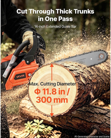 Vevor Gasoline Chainsaw 1.54hp 5.6kg with 35.56cm Blade