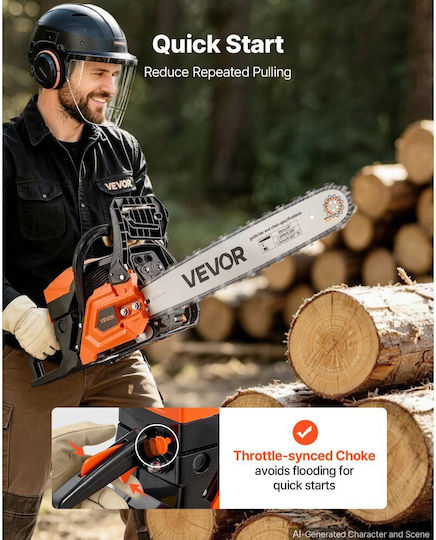 Vevor Gasoline Chainsaw 3.62hp 7.2kg with 50.8cm Blade and Easy Start