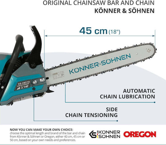 Gasoline Chainsaw 54.5cc 5.6kg with 40cm Blade