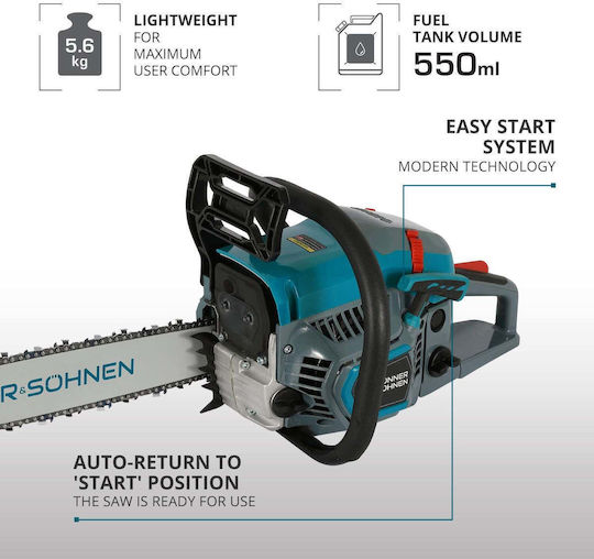 Gasoline Chainsaw 54.5cc 5.6kg with 40cm Blade