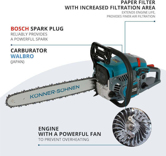 Gasoline Chainsaw 54.5cc 5.6kg with 40cm Blade