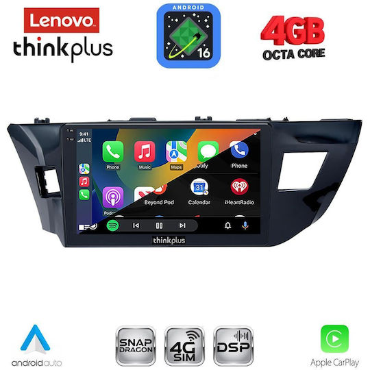 Lenovo Car Audio System for Toyota Corolla 2013-2016 (Bluetooth/USB/WiFi/GPS/Apple CarPlay/Android Auto) with 10" Touch Screen
