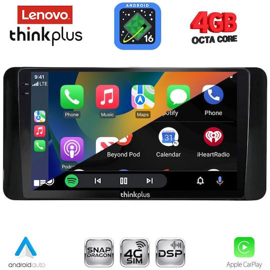 Lenovo Car Audio System for Toyota Land Cruiser 2023-2026 Bluetooth USB WiFi GPS Apple CarPlay Android Auto with 10" Touch Screen
