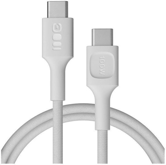 Green Cell Cablu Braided USB-C tată - USB-C 100W PD Alb 0.3m KABGC100PS30SW