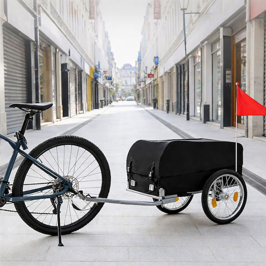 Relaxdays Remorcă pentru bicicletă pliabilă 59x124x69 cm capacitate 120 l neagră argintie
