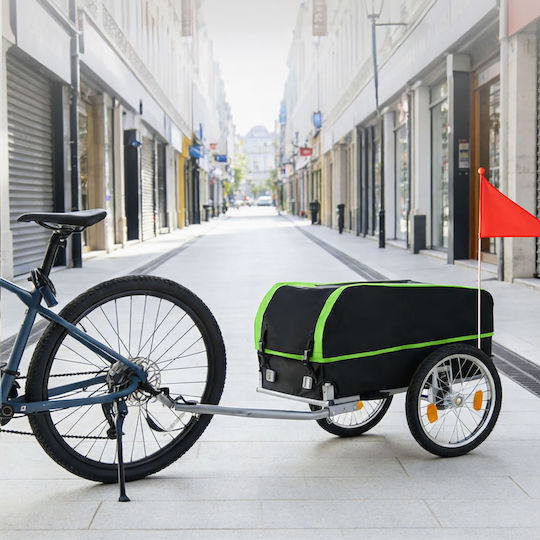 Relaxdays Remorcă pentru bicicletă pliabilă 59x124x69 cm capacitate 120 l verde negru argintiu