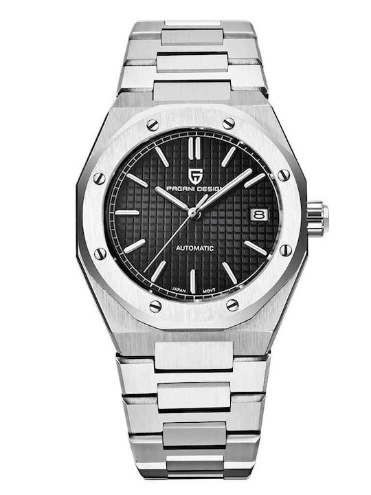 Pagani Design Ceas Bărbătesc 40mm Automat cu Brățară Din Oțel Black/Silver