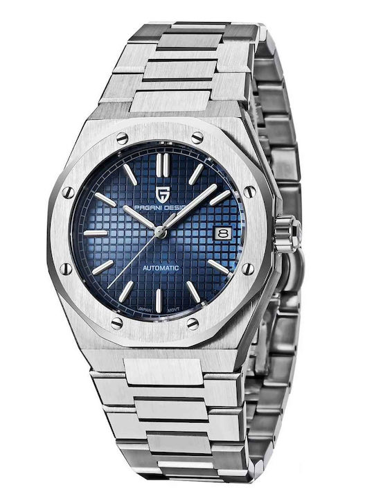 Pagani Design Ceas Barbati 40mm Automat cu Bratara Metalica Blue/Silver