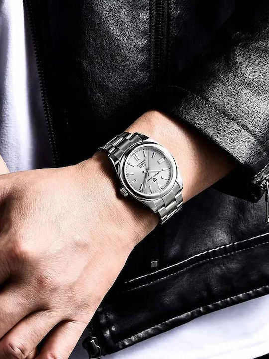 Pagani Design Ceas Bărbătesc 39.7mm Automat cu Brățară Din Oțel Silver/Grey