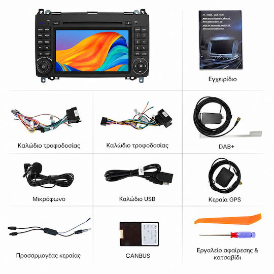 Junsun Автомобилна Аудио Система за Mercedes-Benz Sprinter / Viano / Vito (Bluetooth/USB/Вграден Wi-Fi/GPS/Apple CarPlay/Android Auto/CD) с Touch Screen 7"