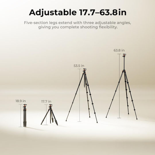 K&F Concept Tripod Made of Aluminum with Spherical Head up to 48 cm and Load Capacity 1.2 kg