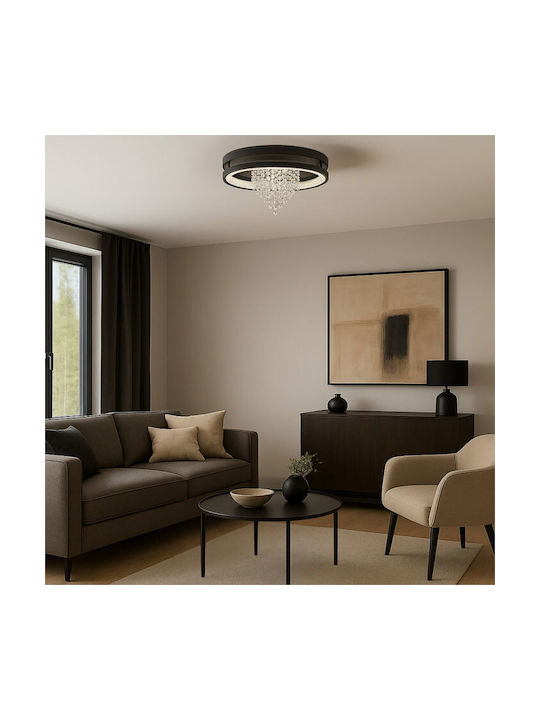 Rabalux Smart Deckenleuchte Schwarz mit Integrierter LED und Kristallen