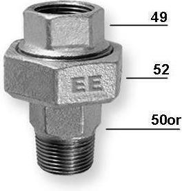 Odlewnia Zawiercie Flat Double Union U2 Nut-Thread 6/4'' Galvanized