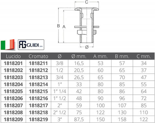 Wasserhahn Messing Poliert 3/4" Ag Guidi 35.fν.1818203