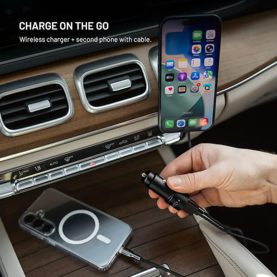 Fixed Auto-Adapter 63W Schnellladen mit Anschlüssen: 1xUSB-A 1xType-C Farbe Schwarz