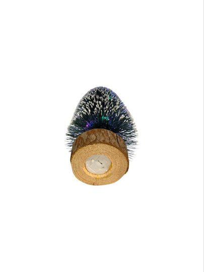 Arbore Decorativ De Crăciun Din Lemn Cu Lumină Led 30cm Bej