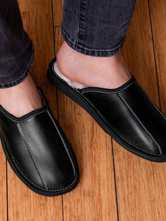 Damen Hausschuhe Leder Schwarze