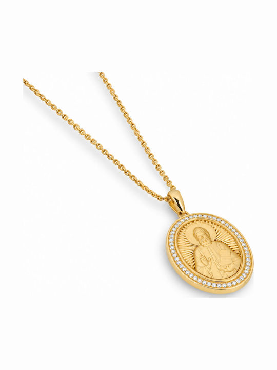 Ulysses Silver Pendant “Saint Paisios” Silver 925 14k Gold Plating Zircon Gold Plated Silver 925 Chain