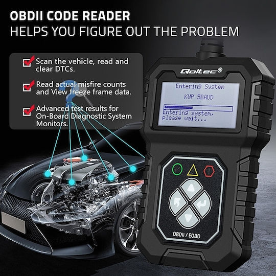 Qoltec Proline Obdii Eobd 8v-25v Διπλό Σύστημα Autodiagnose & OBD2-Scanner