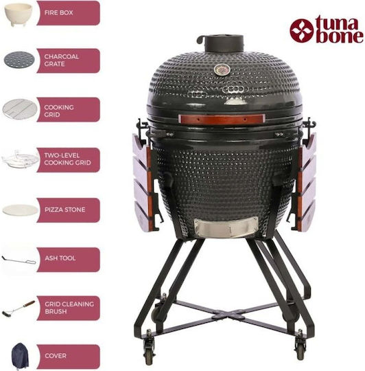 Tunabone Ceramic Charcoal Grill Kamado With Lid 24x24cm