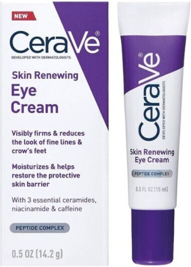 CeraVe Skin Renewing Възстановяващ Околоочен Крем Против Тъмни Кръгове за Блясък с Хиалуронова Киселина за Чувствителна Кожа 15ml