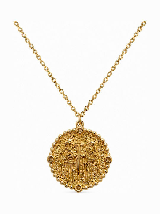 CHrysolithos Halskette Konstantin Talisman aus Vergoldetem Silber mit Zirkon AKR1335