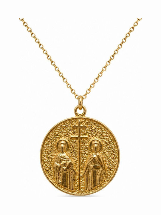 CHrysolithos Halskette Konstantin Talisman aus Vergoldetem Silber mit Zirkon AKR1336