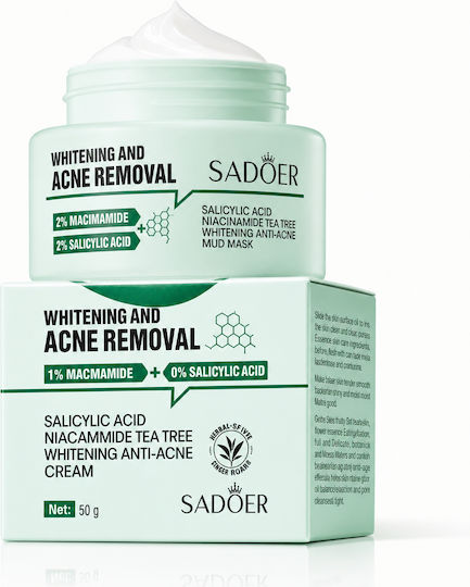 Sadoer Tea Tree Whitening Cremă Hidratantă de Față pentru Îndepărtarea Acneei și Imperfecțiunilor cu Niacinamidă 50gr