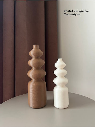 SteweHome Set Vaze Decorative Din Plastic Maro 5x5xÎnălțime 15cm 2 Bucăți