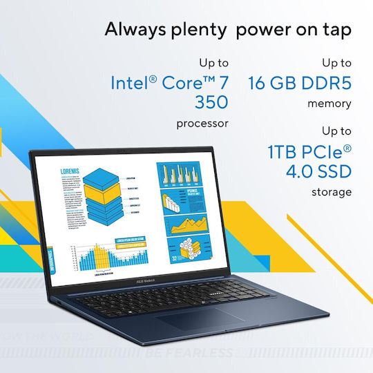 Asus Vivobook 17 X1704MA-AU035 17.3" FHD (Core 7-150U/16GB/512GB SSD/No OS) (US Keyboard)