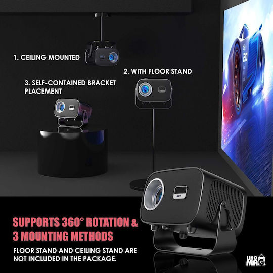 Linomag Мини Проектор LCD HD LED лампа с Wi-Fi и вградени високоговорители Сребрист