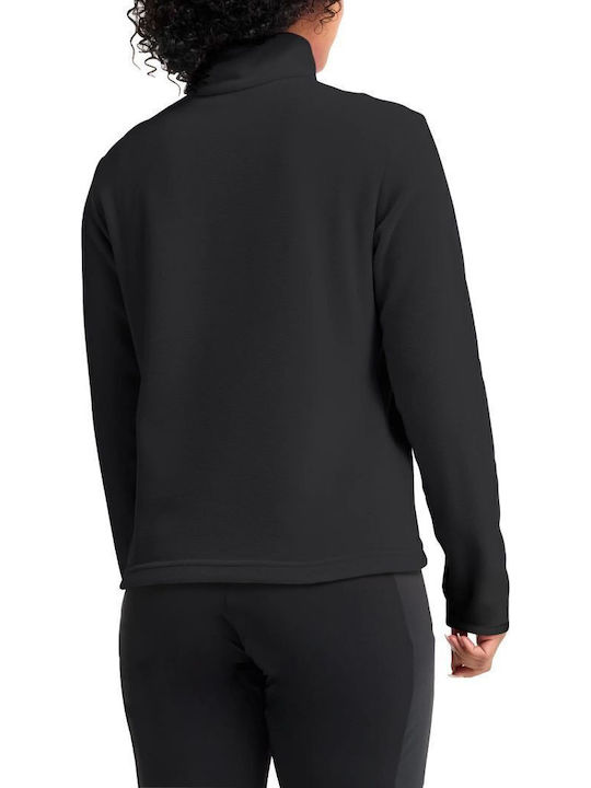 Winter Women's Fleece Blouse with Neckline with Zipper Black