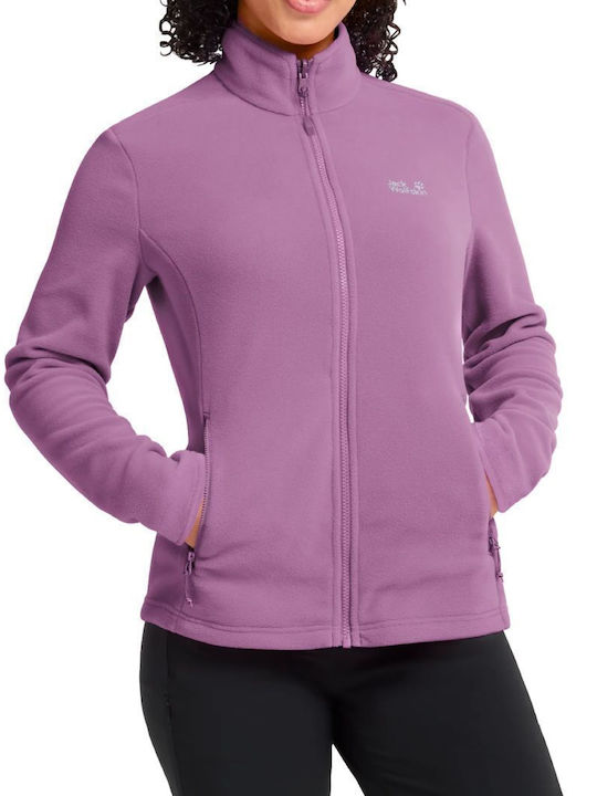 Winter Women's Fleece Blouse with Neckline Zipper Purple
