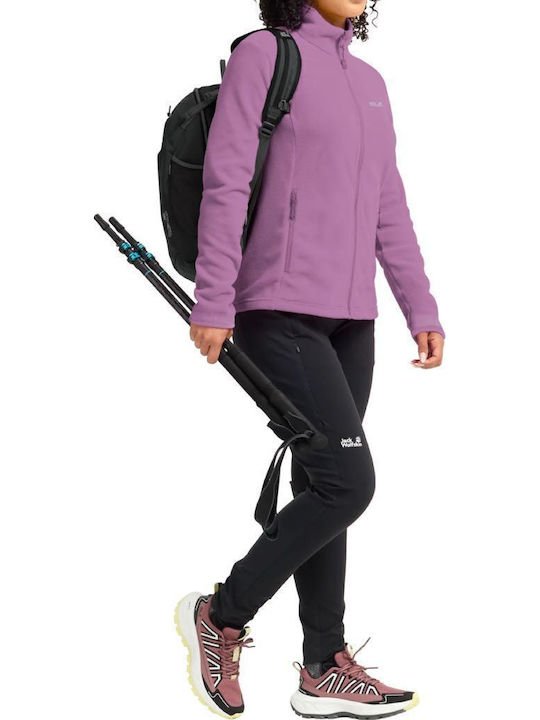 Winter Women's Fleece Blouse with Neckline Zipper Purple