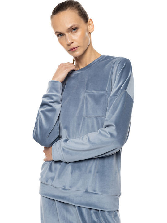 Pink Label Winter Samt Damen Schlafanzughose Darkes Grün