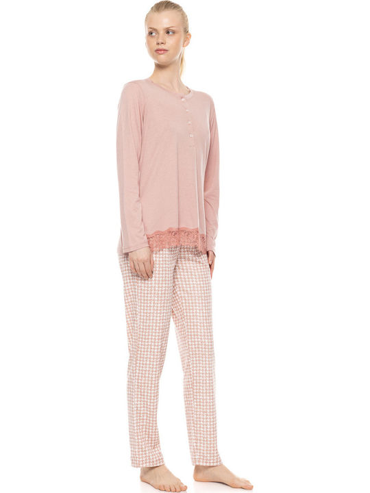 Pink Label Sommer Damen Schlafanzug Hosen Rosa