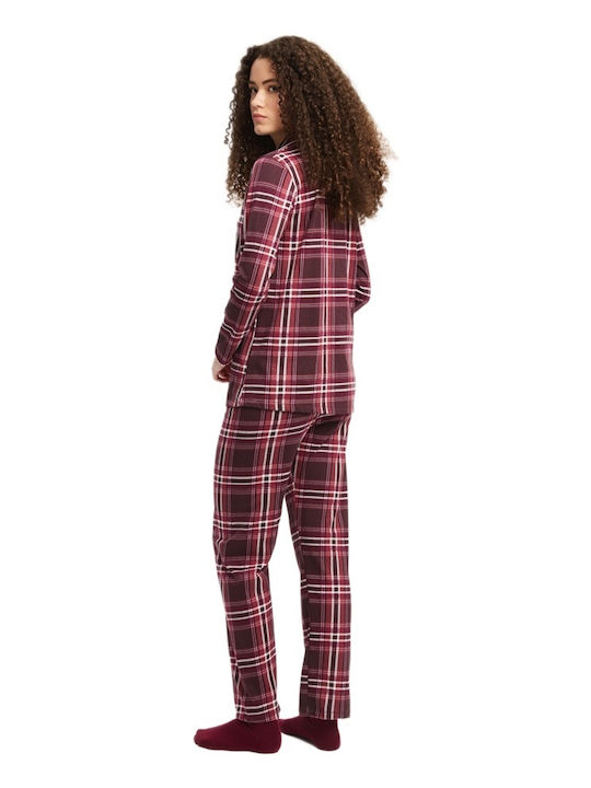 Minerva Set De Pijamale Pentru Femei De Iarnă Burgundy