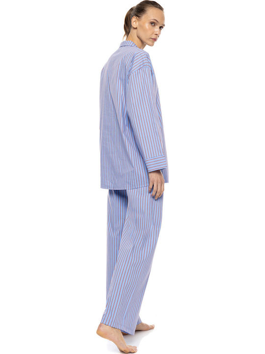 Pink Label Winter Women's Pyjamas Set Soft Blue/bordeaux