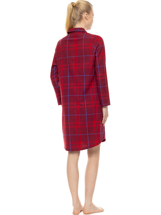 Pink Label Winter Damen Nachthemd Burgundisch