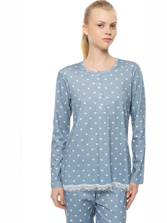 Pink Label Winter Women's Pyjamas Set Stone Blue