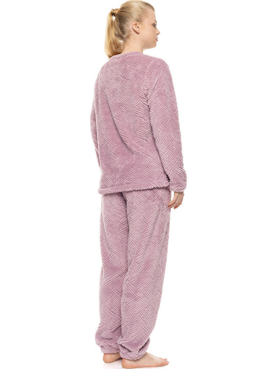 Pink Label Winter Women's Pyjamas Set Fleece Dusty Pink Pink Label Winter Women's Pyjamas Set Fleece Dusty Pink