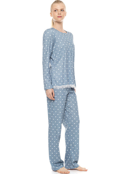 Pink Label Winter Women's Pyjamas Set Stone Blue
